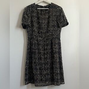 J Crew Womens 6 Navy Blue Black Short Sleeve Swiss Dot A Line Dress Preppy caree